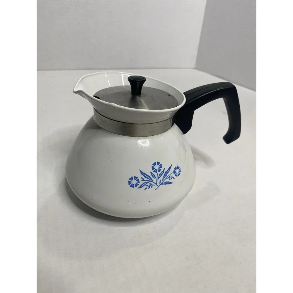 Corelle Ware Blue Cornflower Stove Top Set Of 2 Coffee Tea Pot 9 Cup And 6 Cup